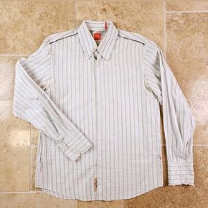 Hugo Boss Dress Shirt Mens L Thrashed Raw Stitch